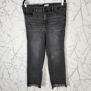 Good American Gray Wash Good Petite Straight Leg Jeans